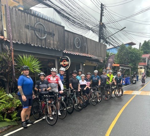 Mixed group of cyclists enjoying a day out on holidays
